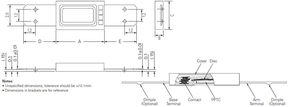 机械图纸 - Littelfuse MHP-TAC微型断路器